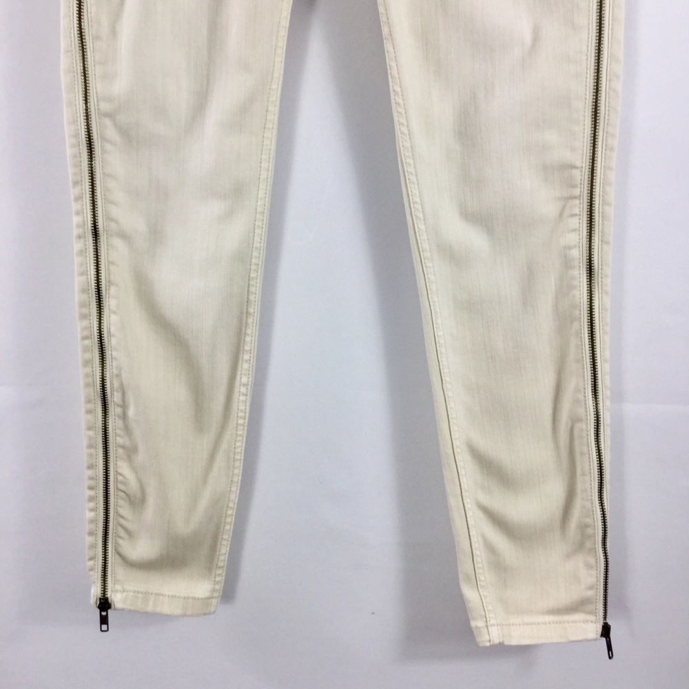 Free People Levon Zipper Skinny Bone Denim Jeans Size 28 - Picture 7 of 15